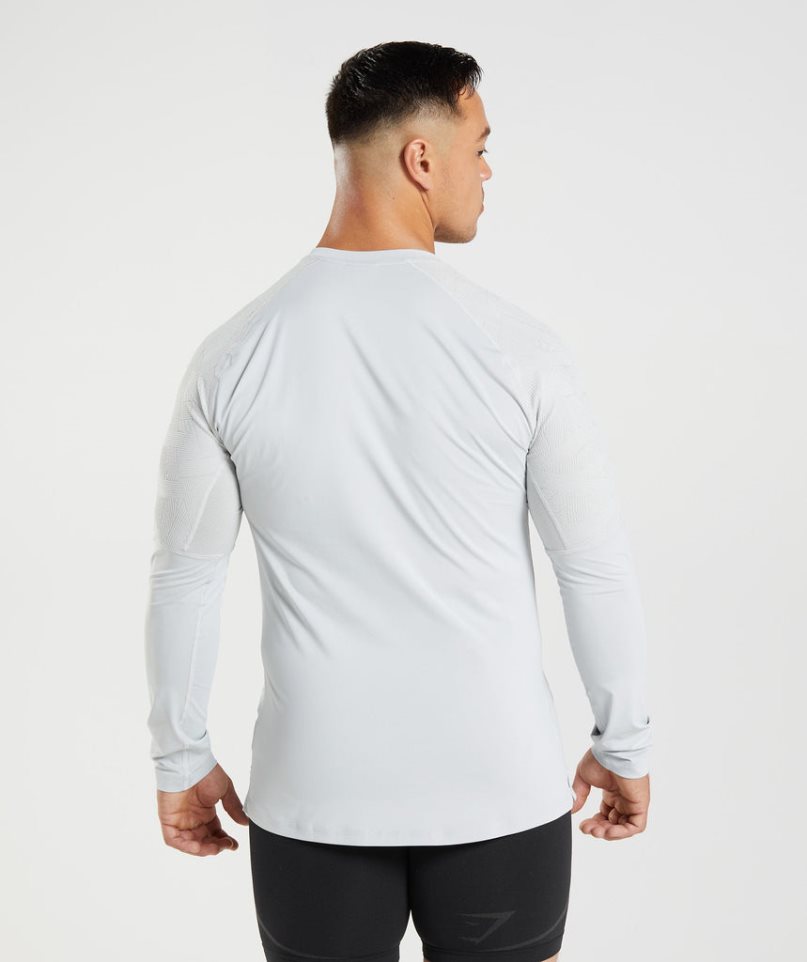 Men's Gymshark 315 Long Sleeve T-Shirts Light Grey | NZ 9IJTDP